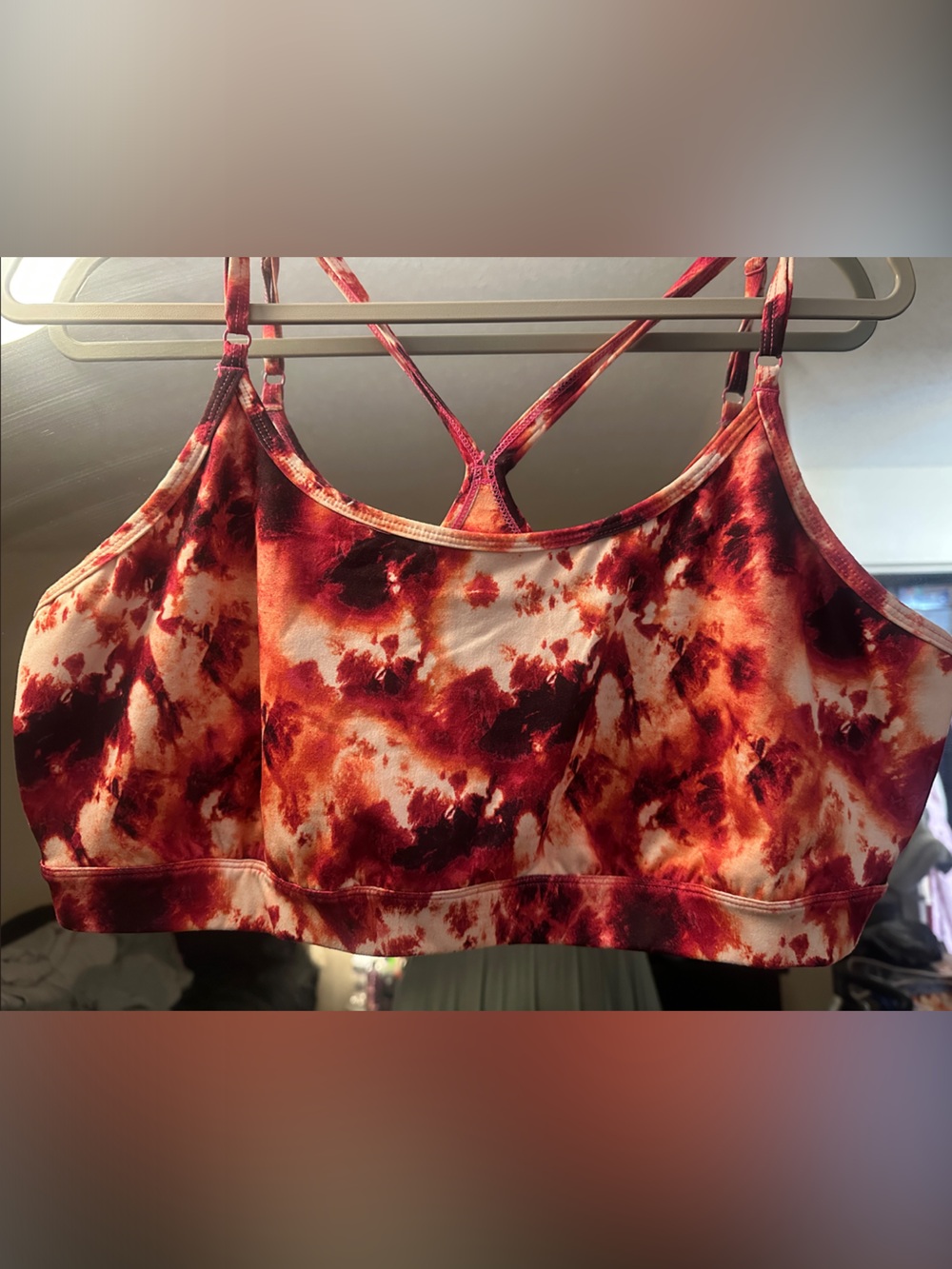 Ideology Tie-Dye Red Orange Sports Bra